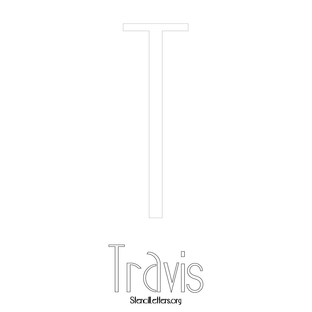 Travis printable name initial stencil in Art Deco Lettering