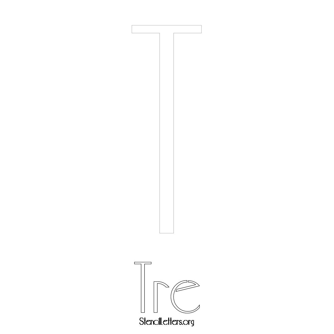 Tre printable name initial stencil in Art Deco Lettering