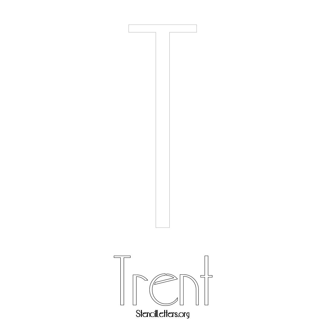 Trent printable name initial stencil in Art Deco Lettering