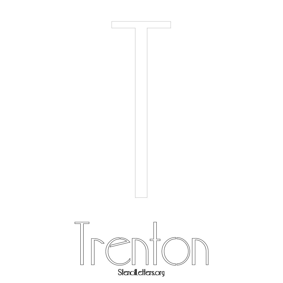 Trenton printable name initial stencil in Art Deco Lettering