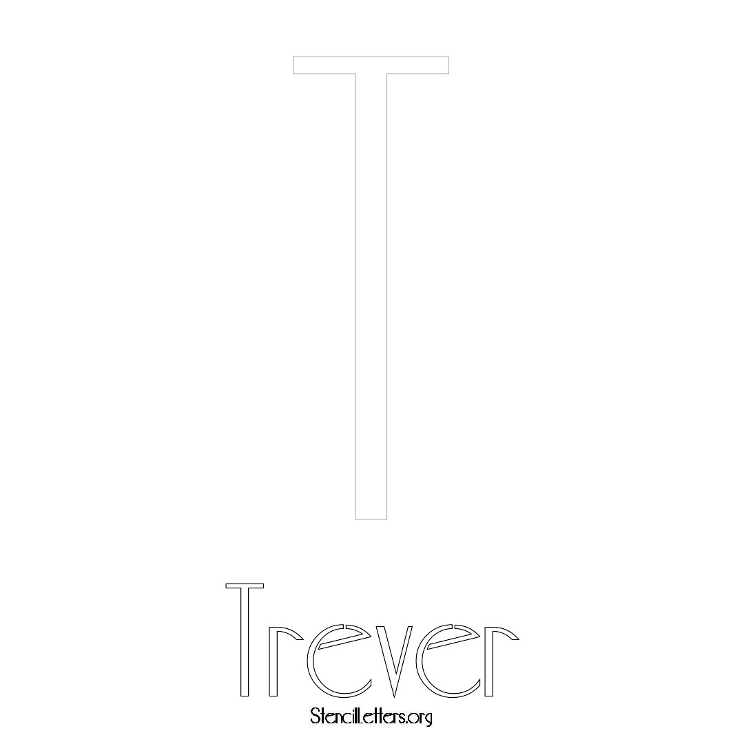 Trever printable name initial stencil in Art Deco Lettering