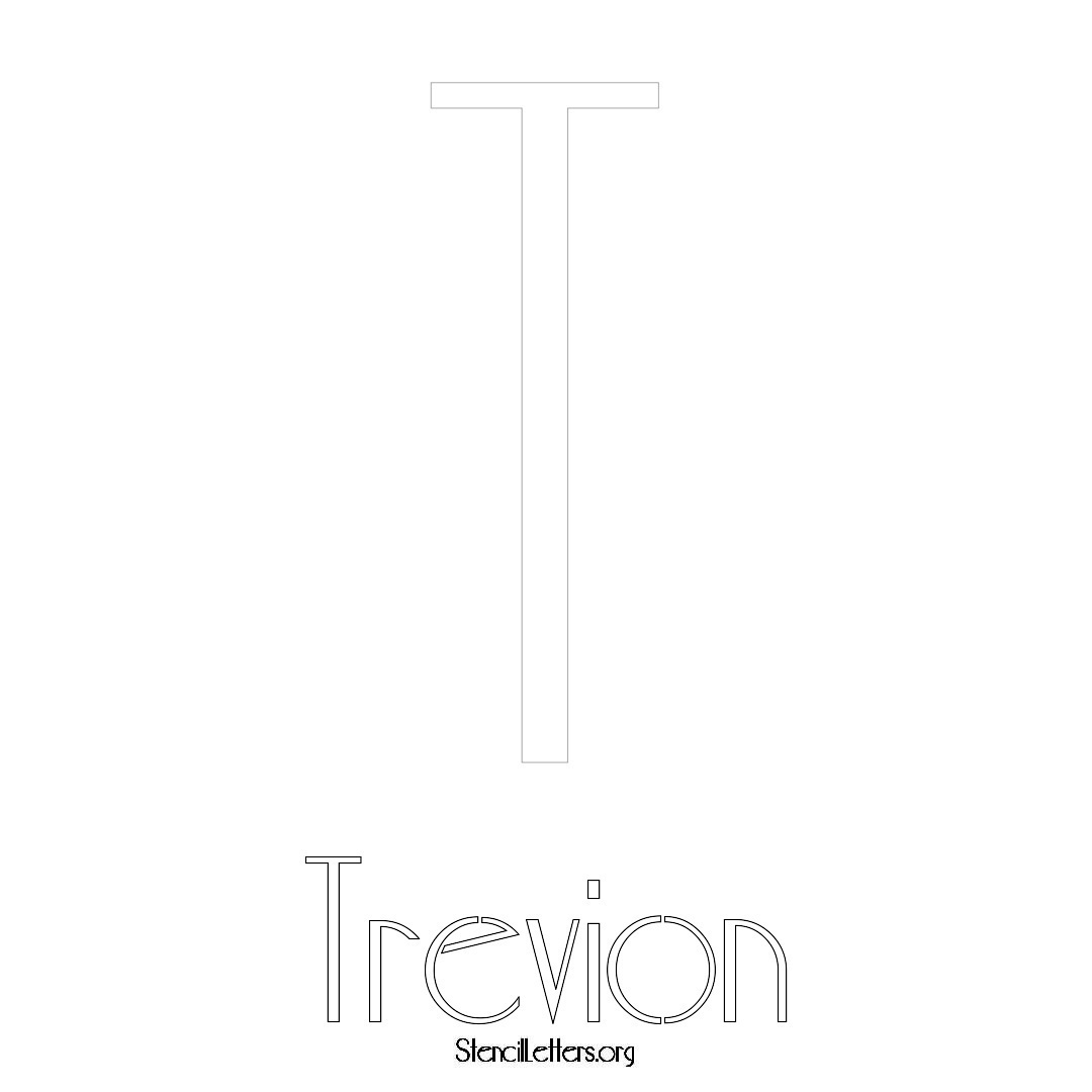 Trevion printable name initial stencil in Art Deco Lettering