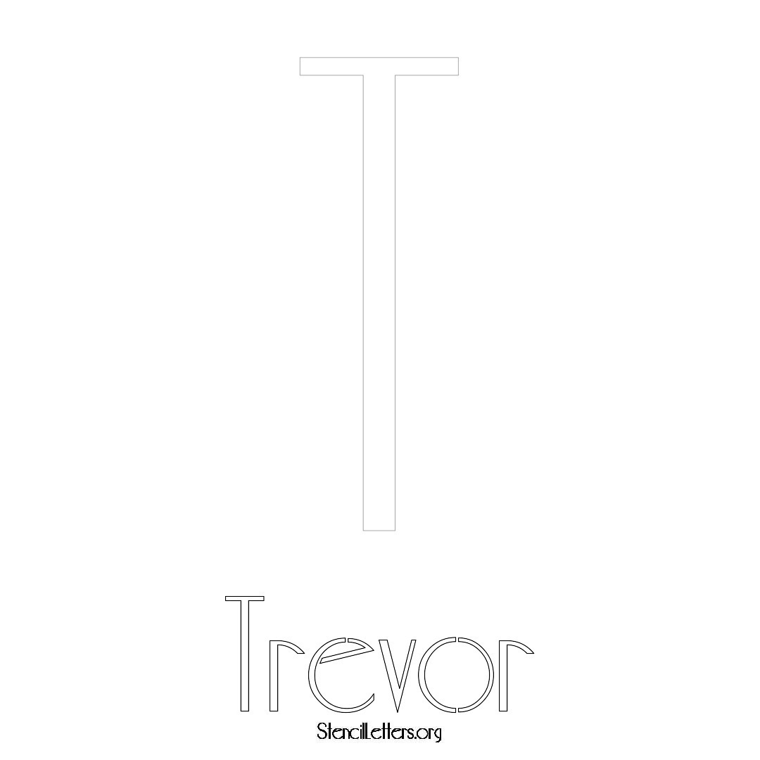 Trevor printable name initial stencil in Art Deco Lettering