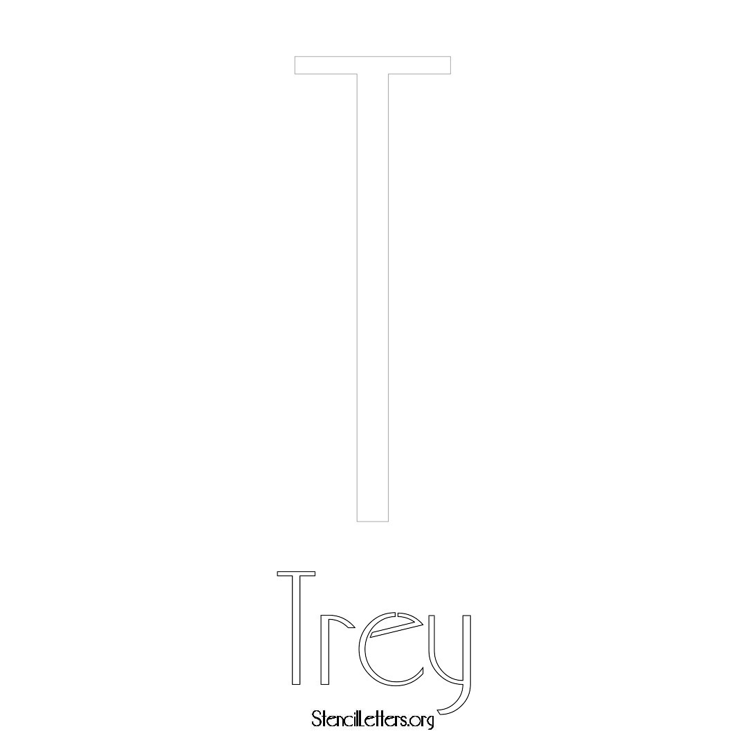 Trey printable name initial stencil in Art Deco Lettering