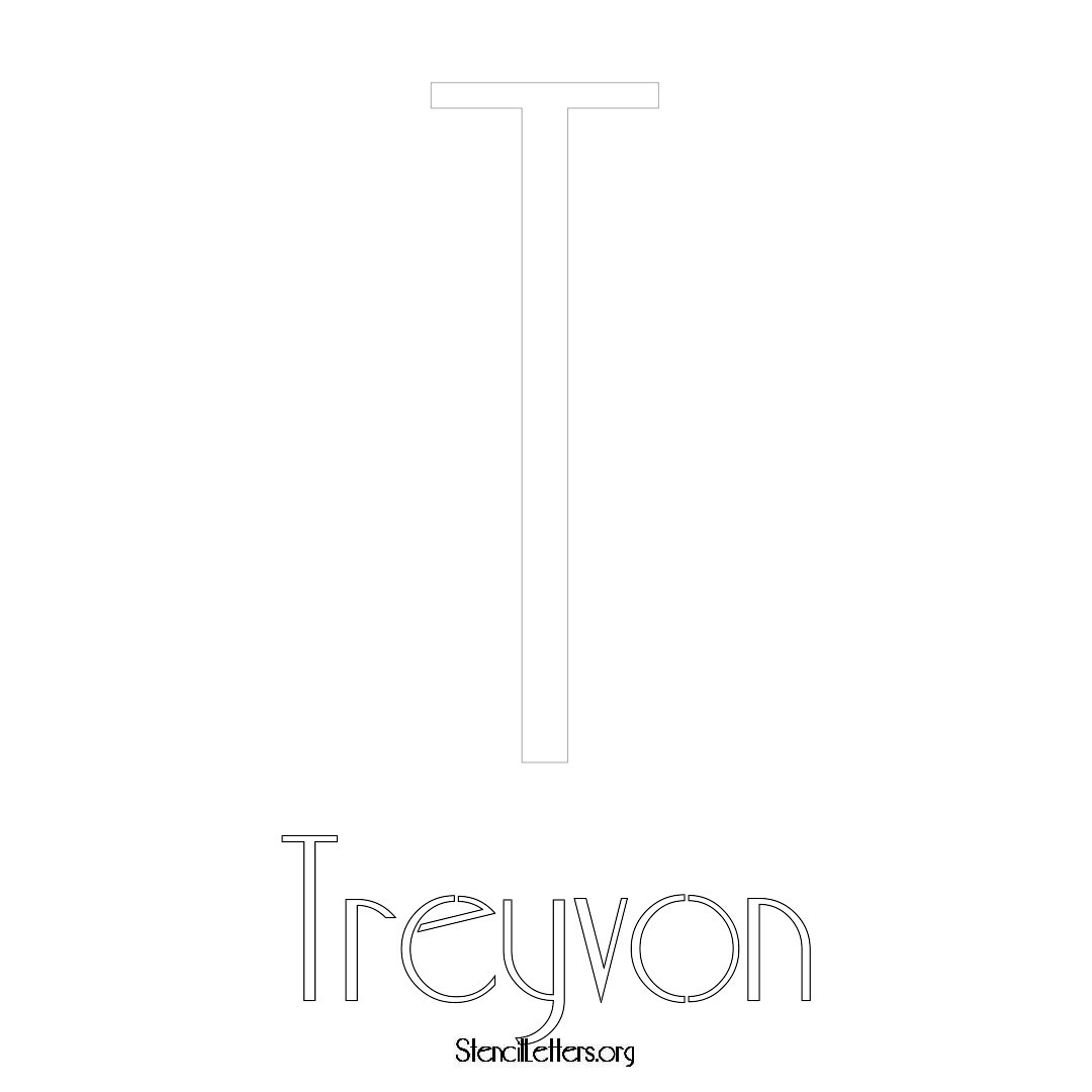 Treyvon printable name initial stencil in Art Deco Lettering