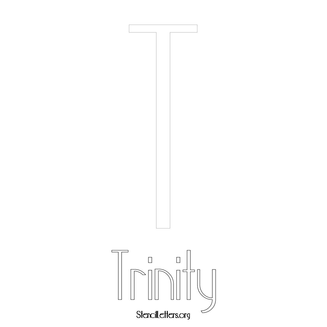 Trinity printable name initial stencil in Art Deco Lettering