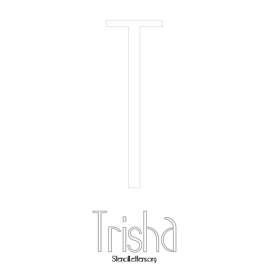 Trisha printable name initial stencil in Art Deco Lettering