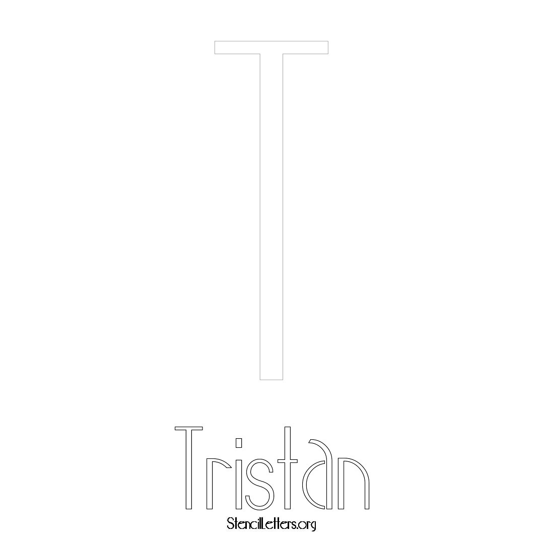 Tristan printable name initial stencil in Art Deco Lettering