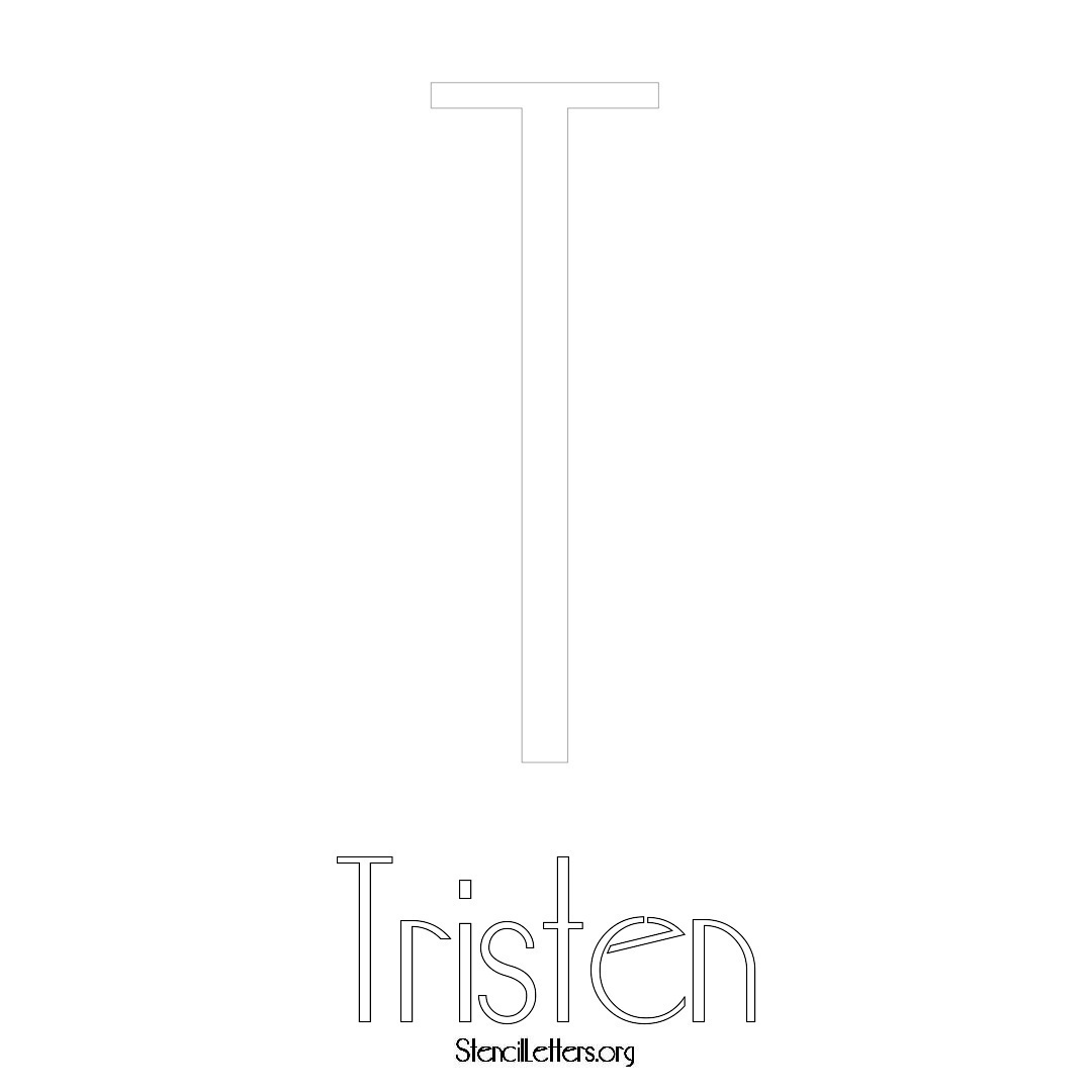 Tristen printable name initial stencil in Art Deco Lettering