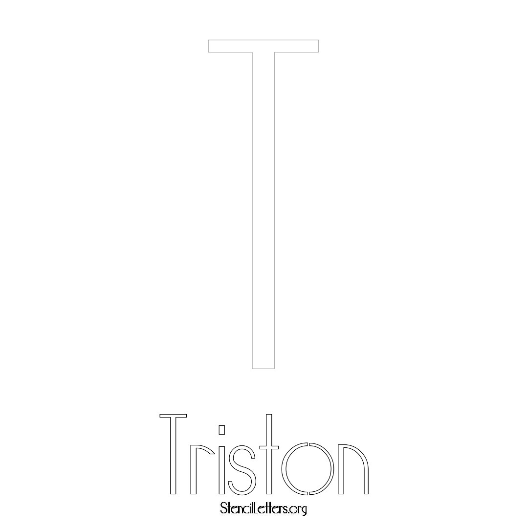 Triston printable name initial stencil in Art Deco Lettering