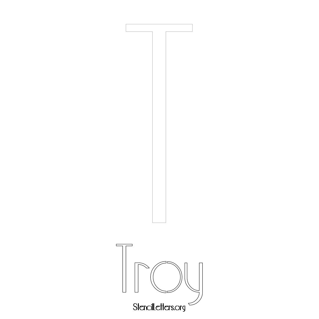 Troy printable name initial stencil in Art Deco Lettering