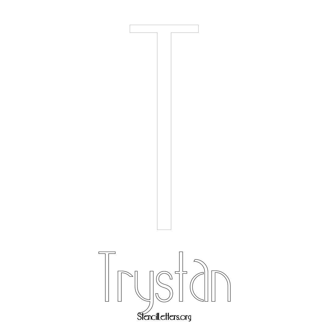 Trystan printable name initial stencil in Art Deco Lettering