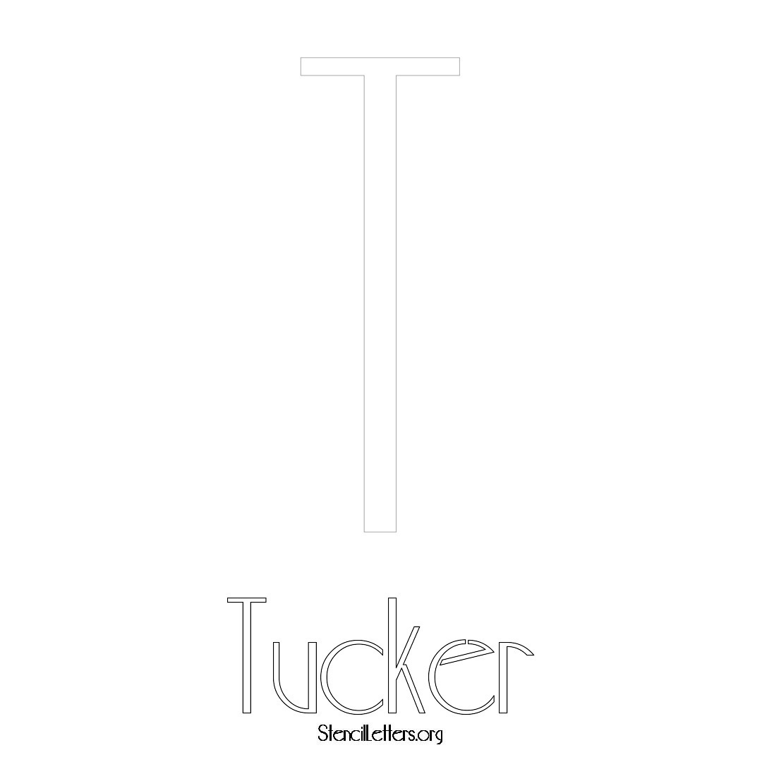 Tucker printable name initial stencil in Art Deco Lettering