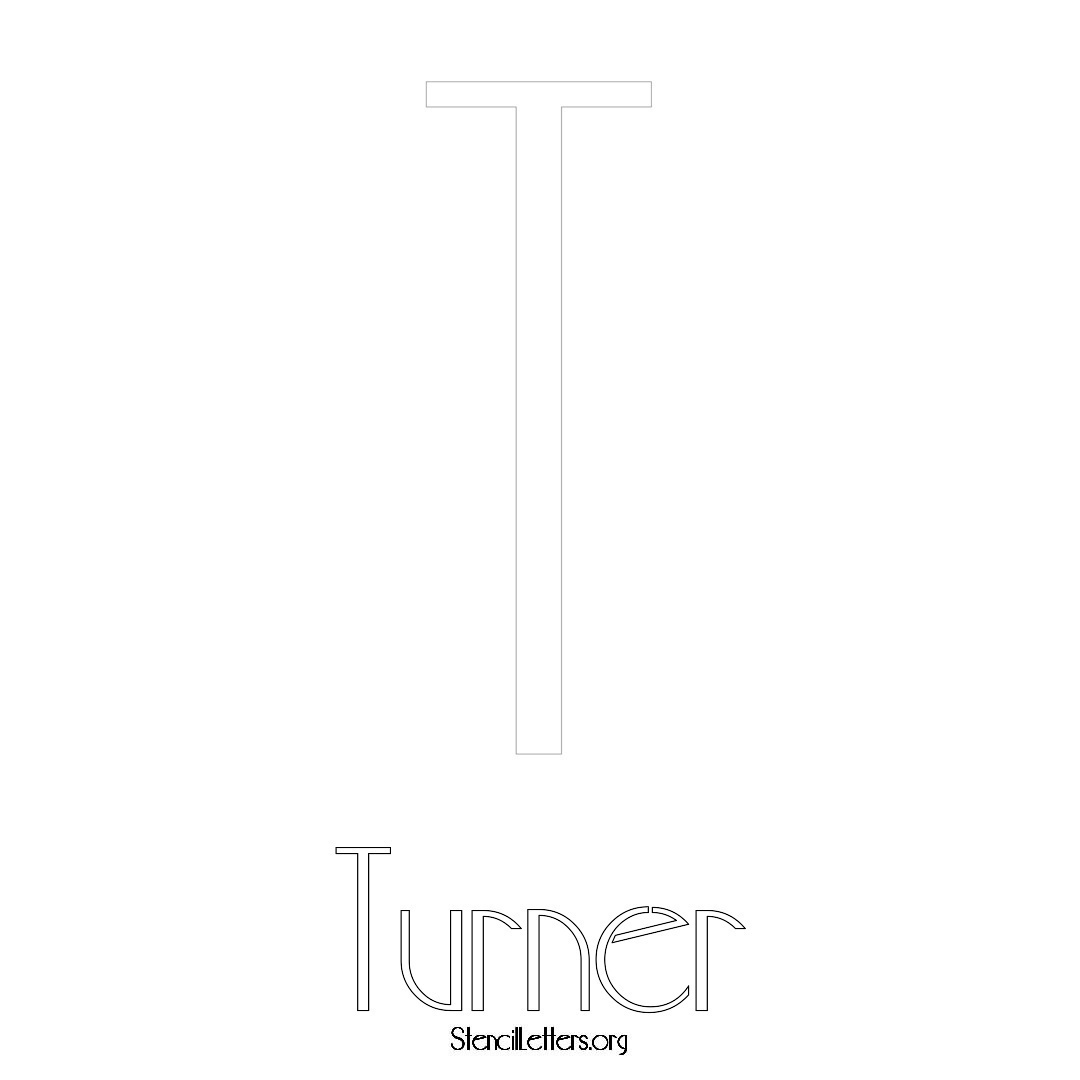 Turner printable name initial stencil in Art Deco Lettering