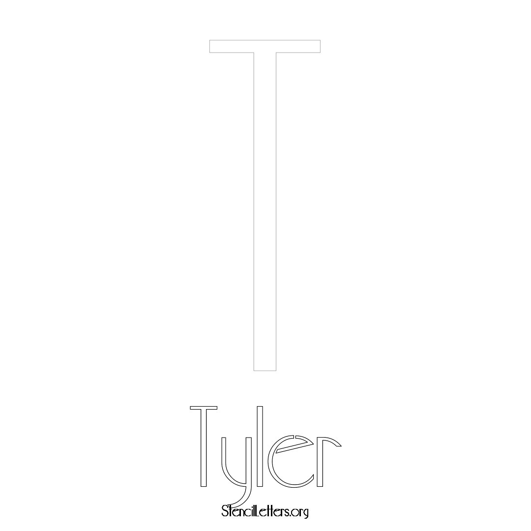 Tyler printable name initial stencil in Art Deco Lettering