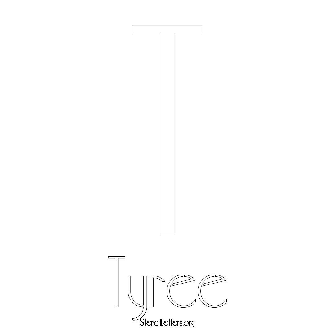 Tyree printable name initial stencil in Art Deco Lettering
