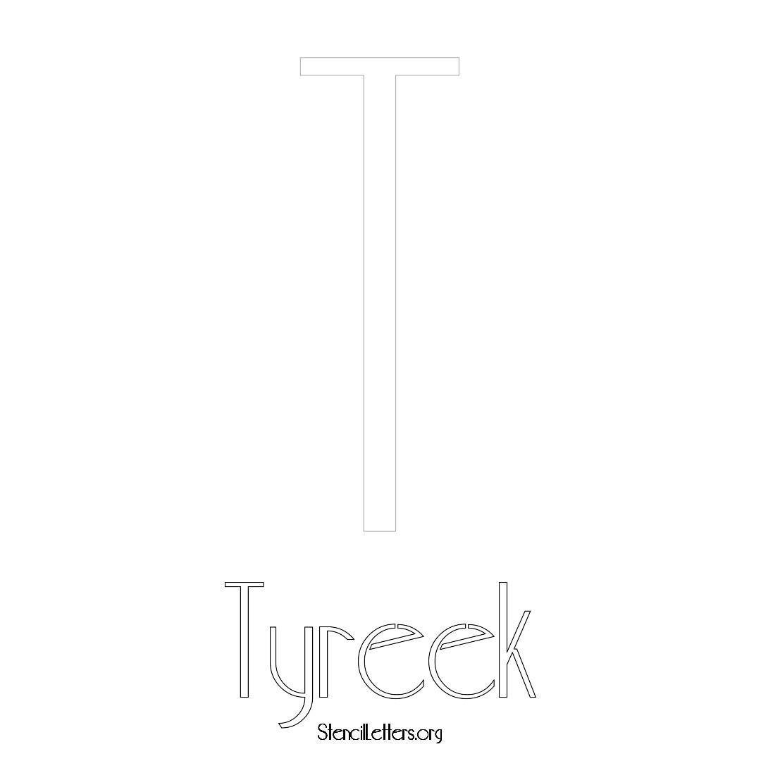 Tyreek printable name initial stencil in Art Deco Lettering