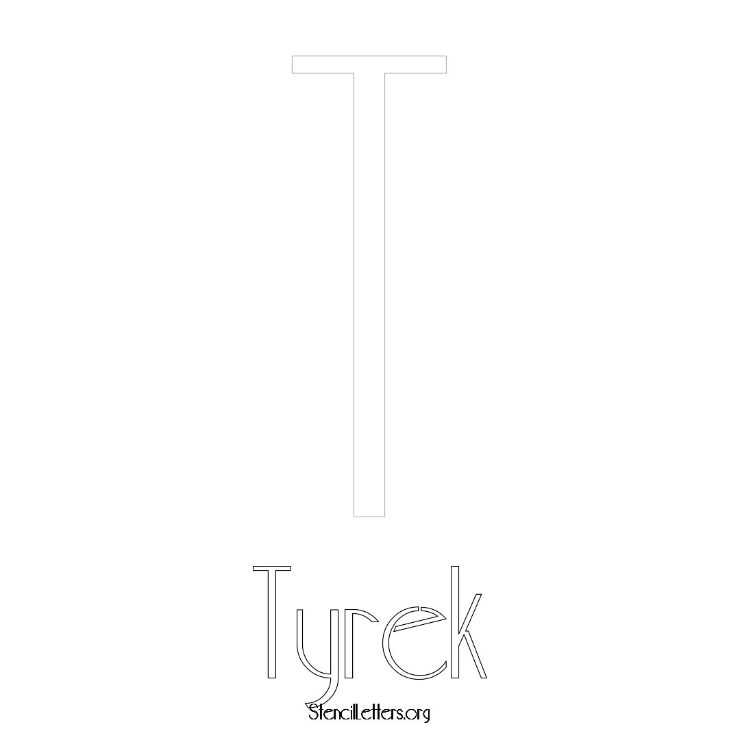 Tyrek printable name initial stencil in Art Deco Lettering