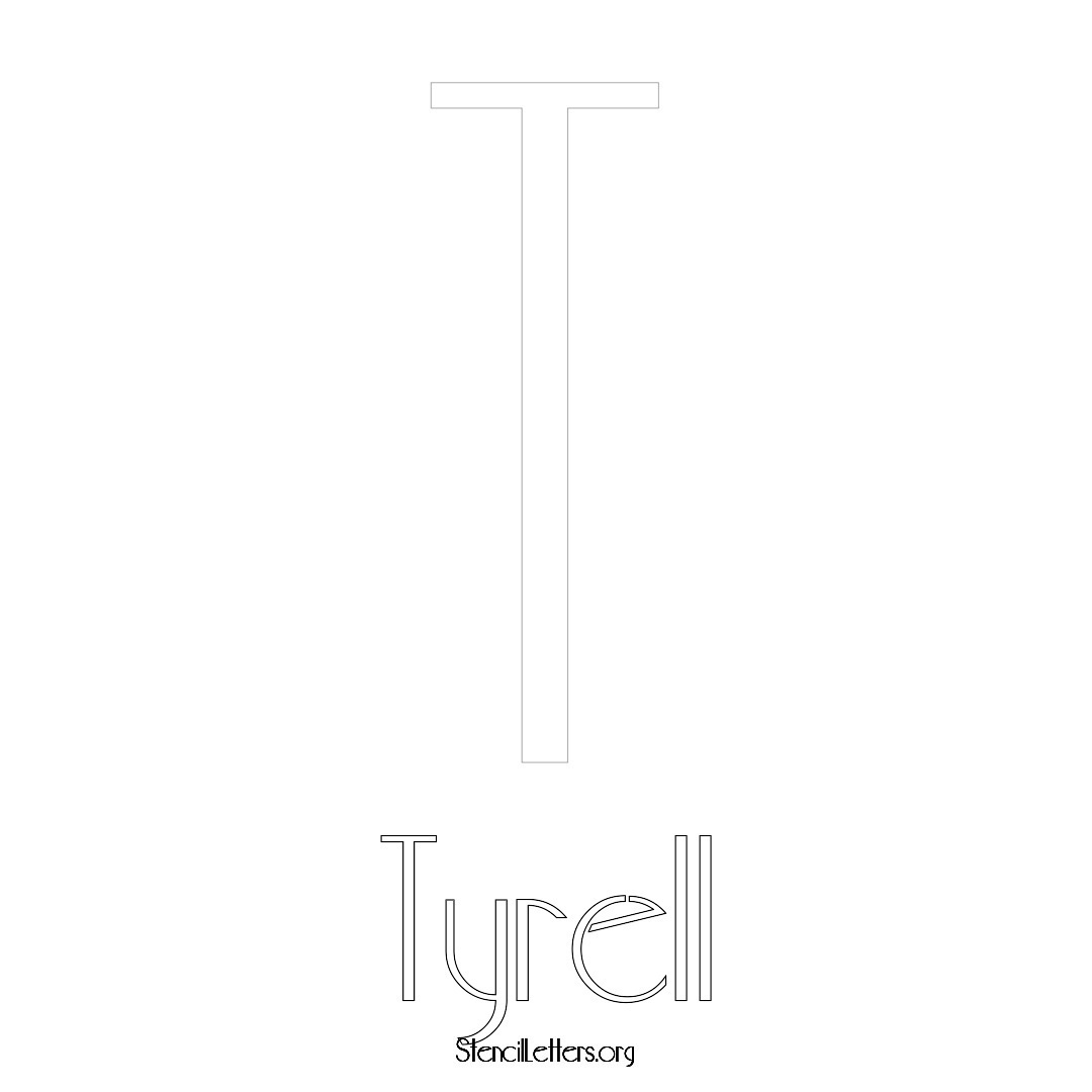 Tyrell printable name initial stencil in Art Deco Lettering