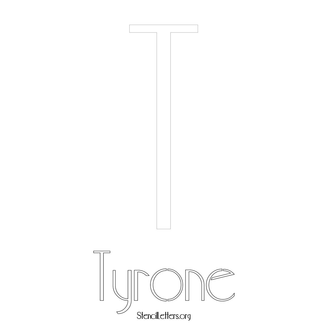 Tyrone printable name initial stencil in Art Deco Lettering