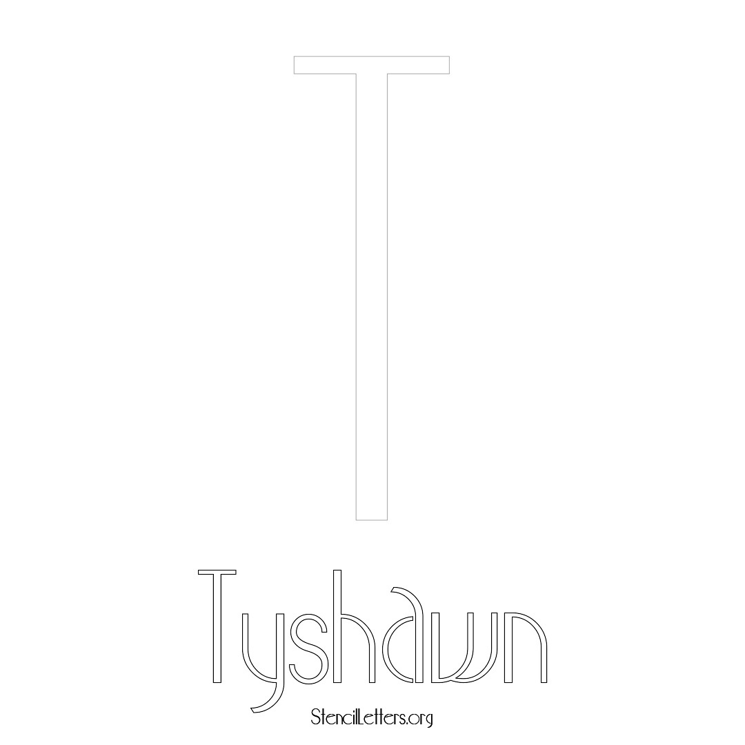 Tyshawn printable name initial stencil in Art Deco Lettering