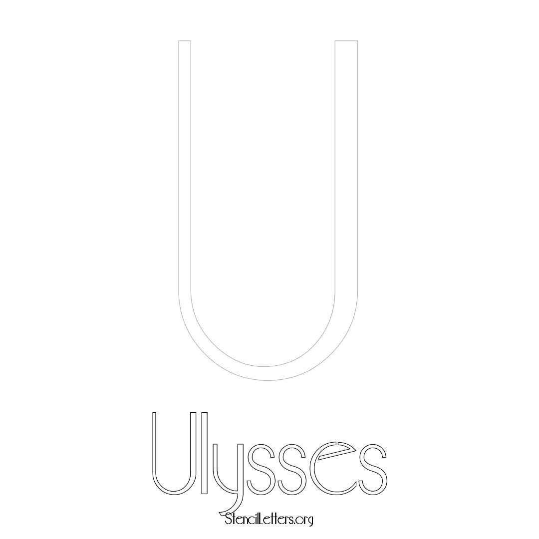 Ulysses printable name initial stencil in Art Deco Lettering
