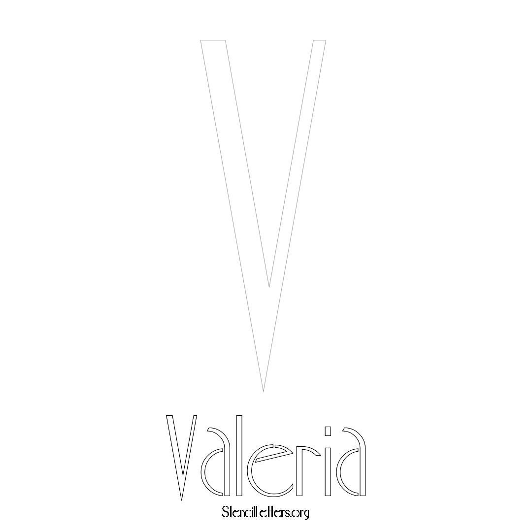 Valeria printable name initial stencil in Art Deco Lettering