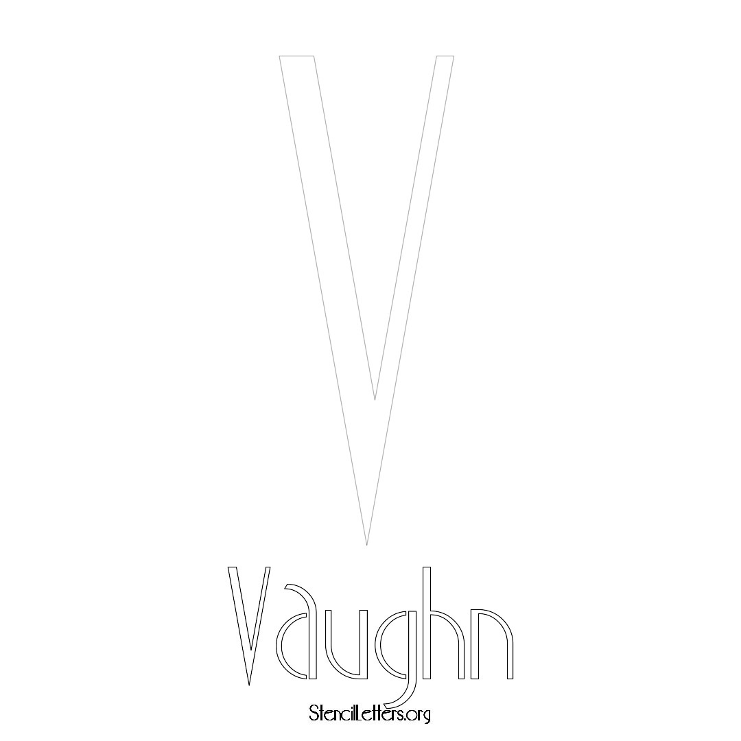 Vaughn printable name initial stencil in Art Deco Lettering