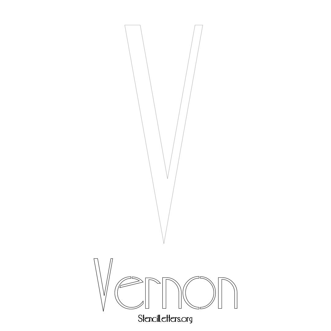 Vernon printable name initial stencil in Art Deco Lettering