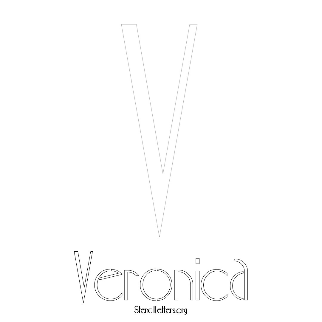 Veronica printable name initial stencil in Art Deco Lettering