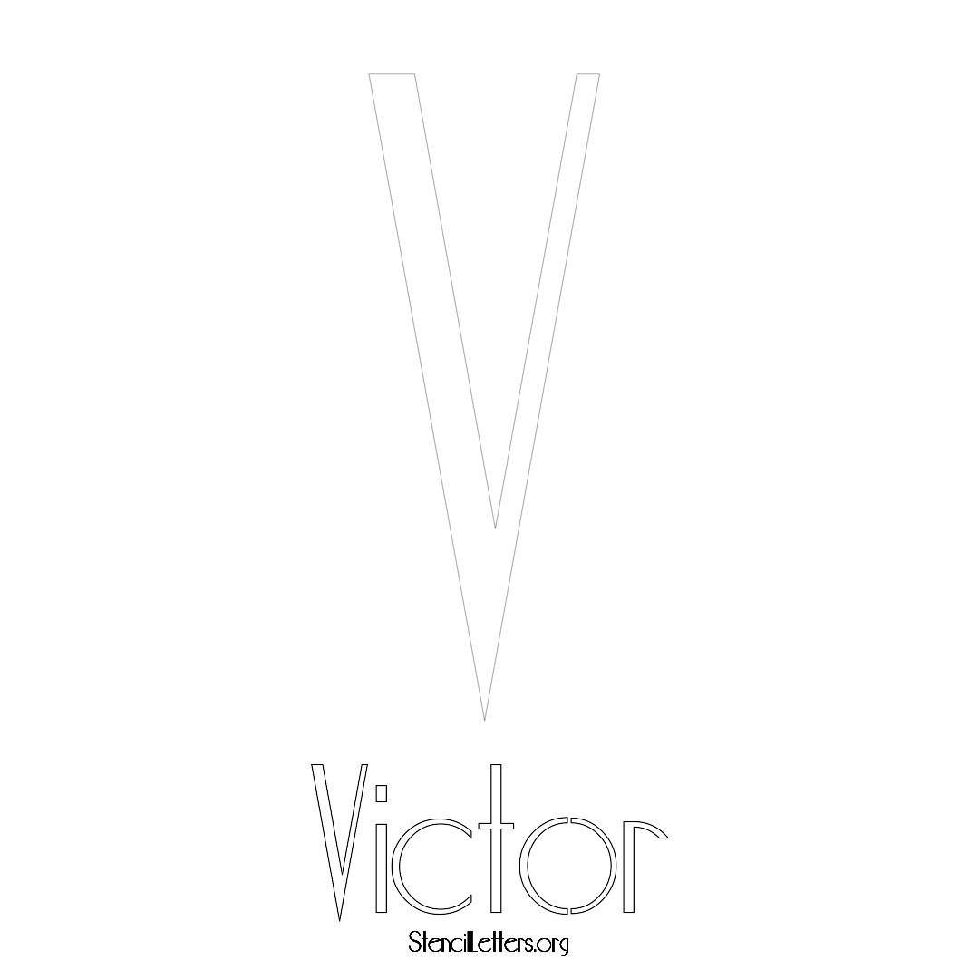 Victor printable name initial stencil in Art Deco Lettering