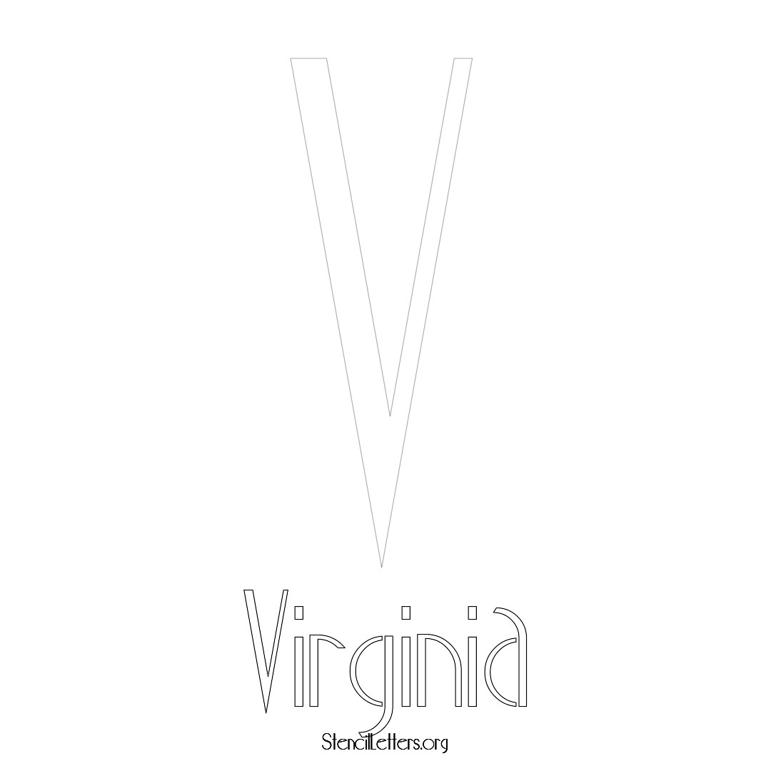 Virginia printable name initial stencil in Art Deco Lettering