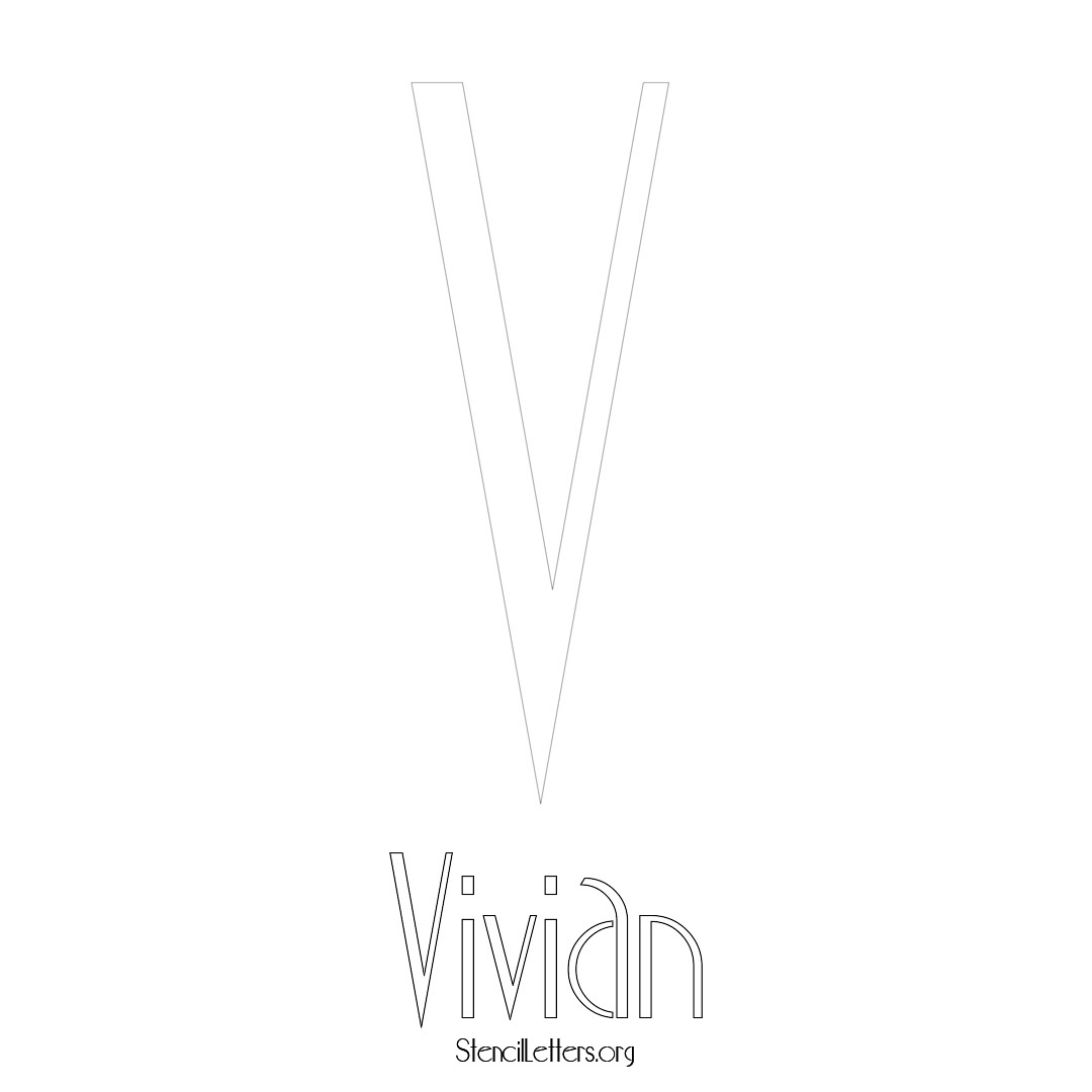 Vivian printable name initial stencil in Art Deco Lettering