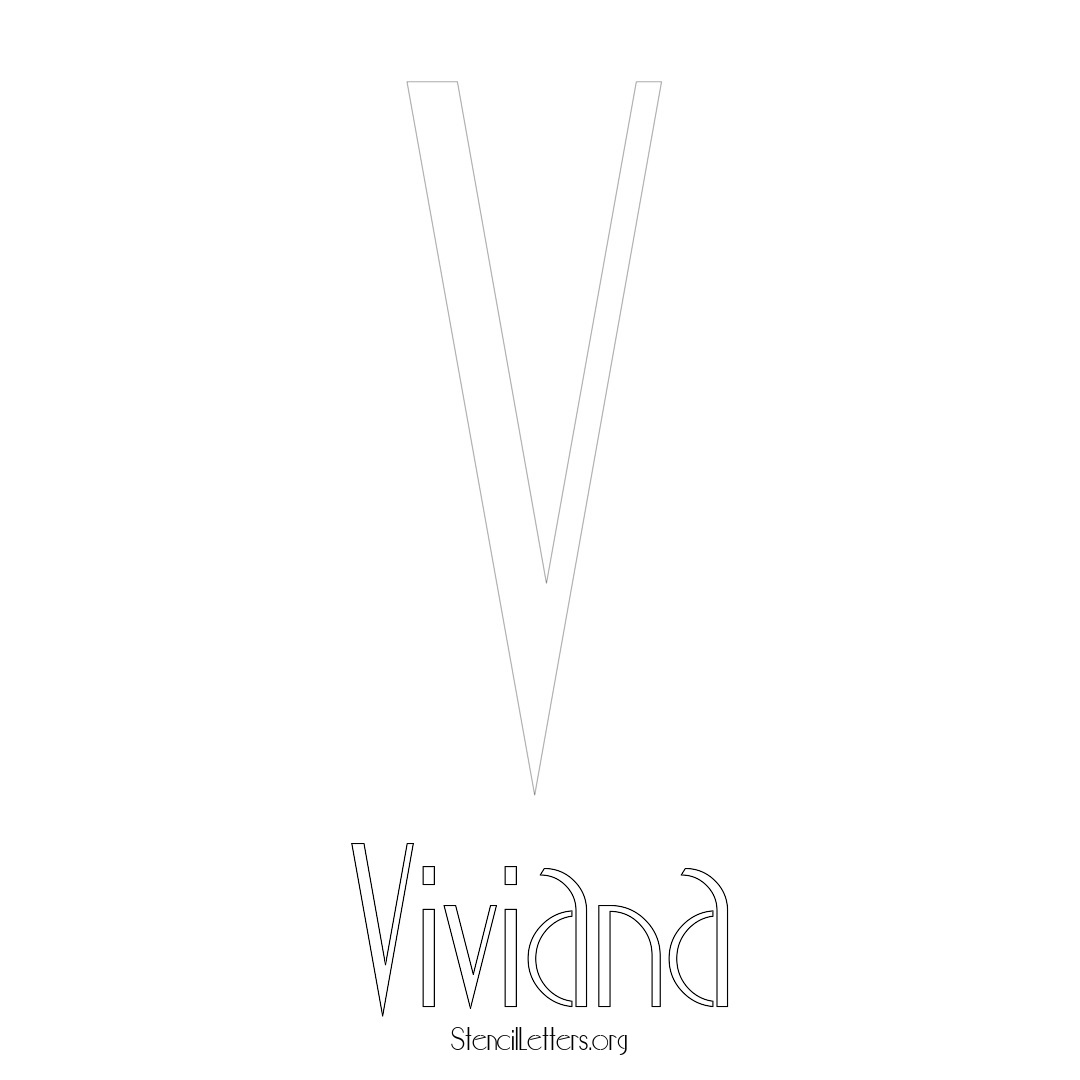 Viviana printable name initial stencil in Art Deco Lettering