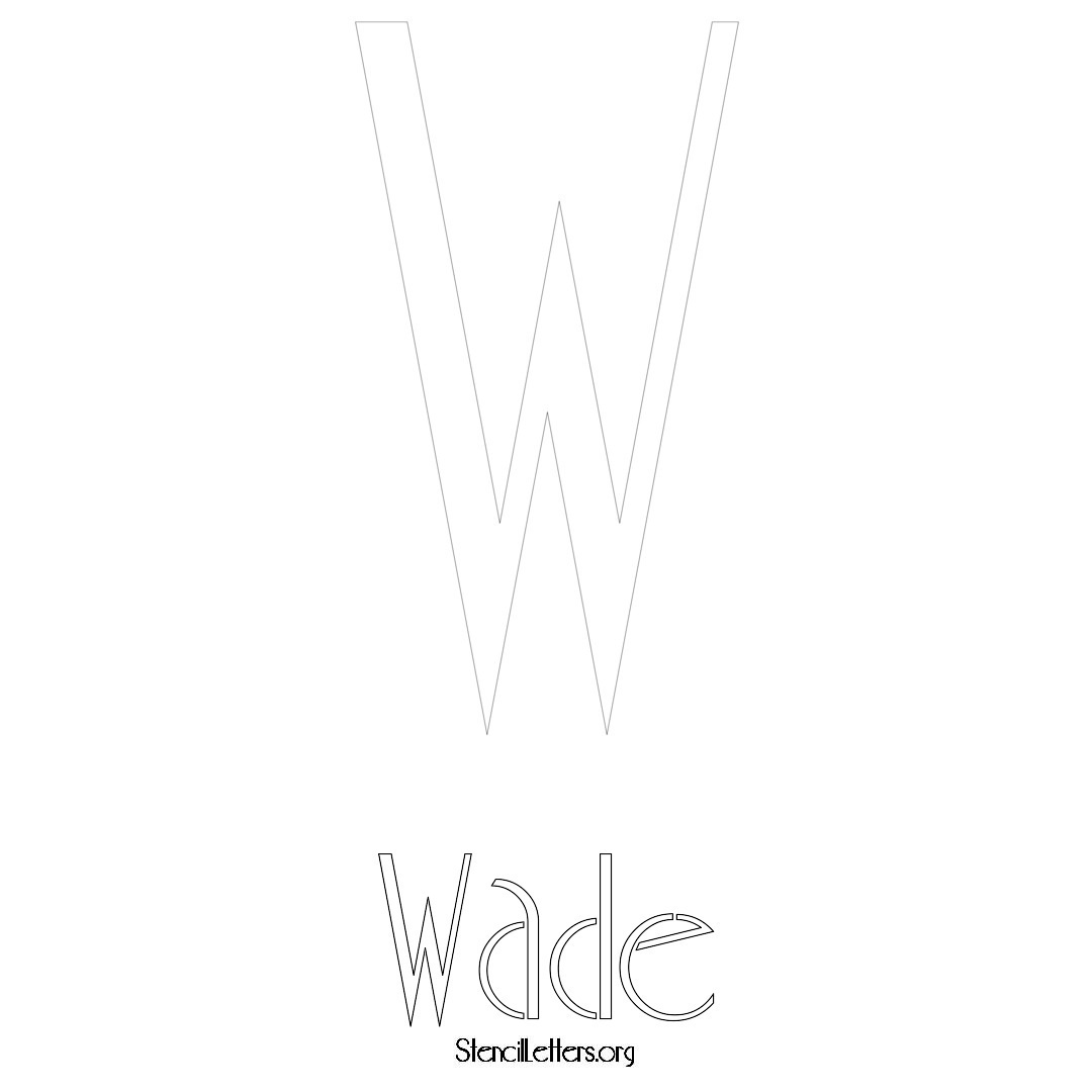 Wade printable name initial stencil in Art Deco Lettering