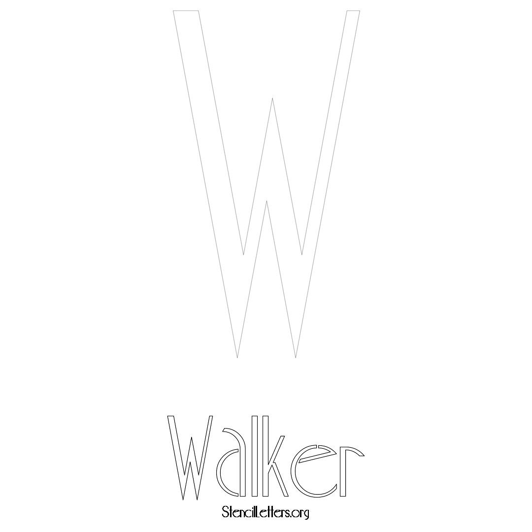Walker printable name initial stencil in Art Deco Lettering