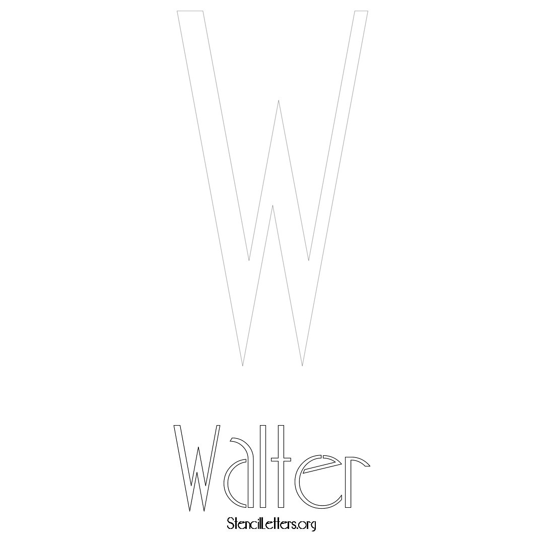 Walter printable name initial stencil in Art Deco Lettering