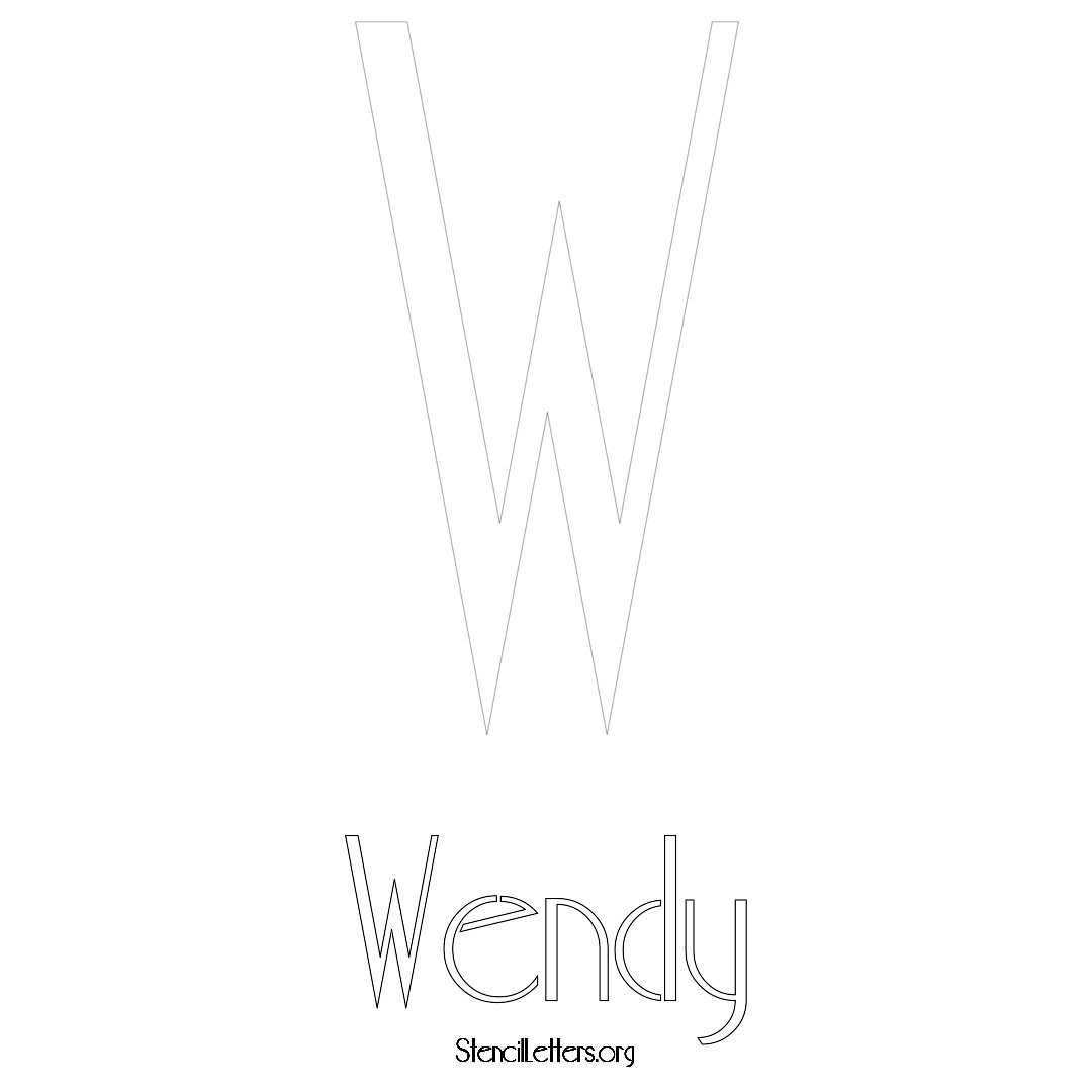 Wendy printable name initial stencil in Art Deco Lettering