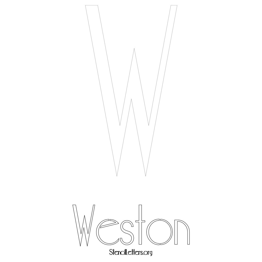 Weston printable name initial stencil in Art Deco Lettering