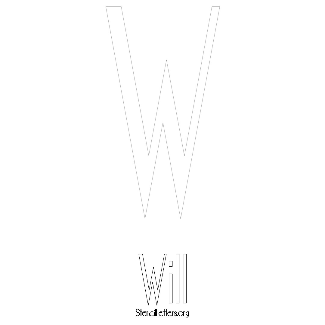 Will printable name initial stencil in Art Deco Lettering