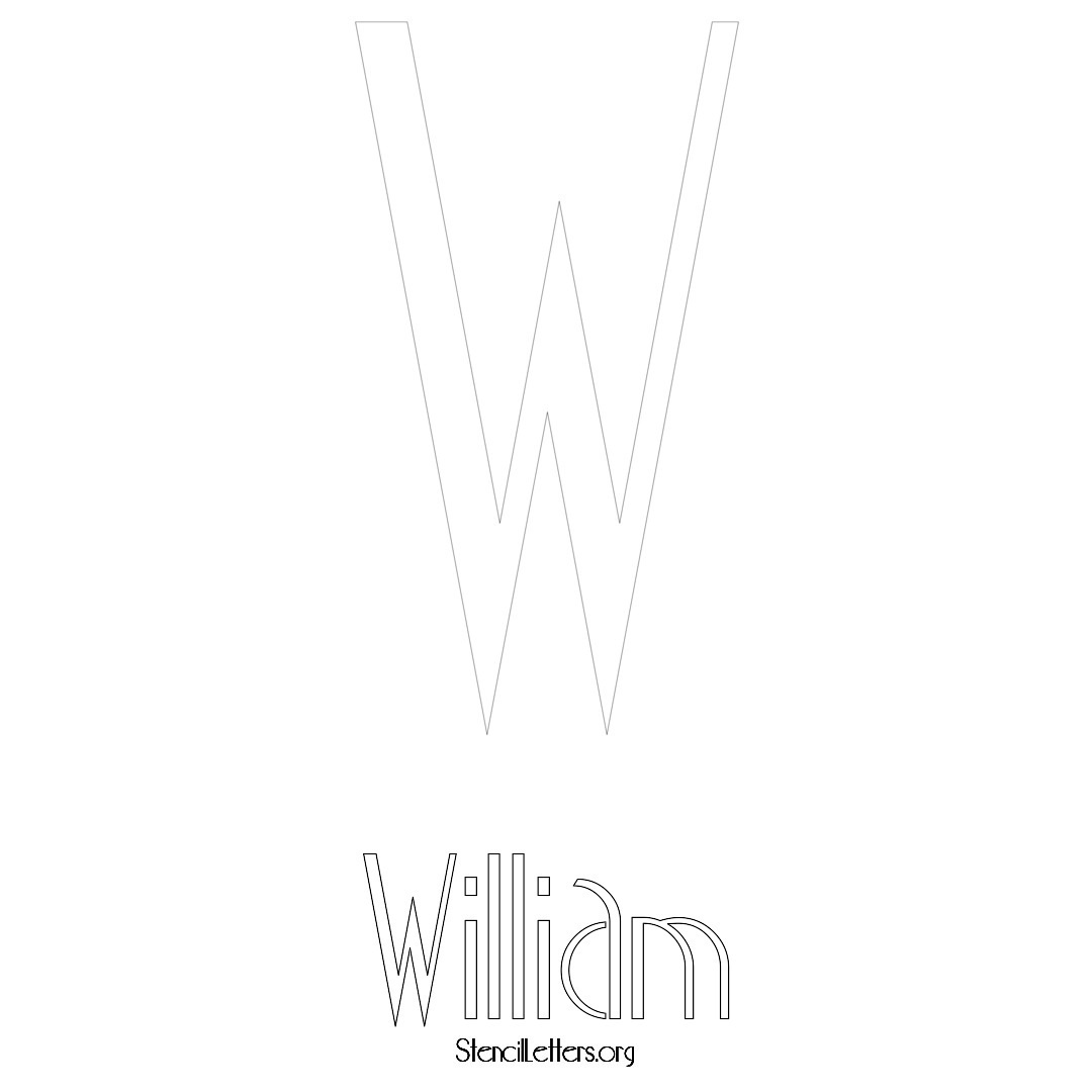 William printable name initial stencil in Art Deco Lettering