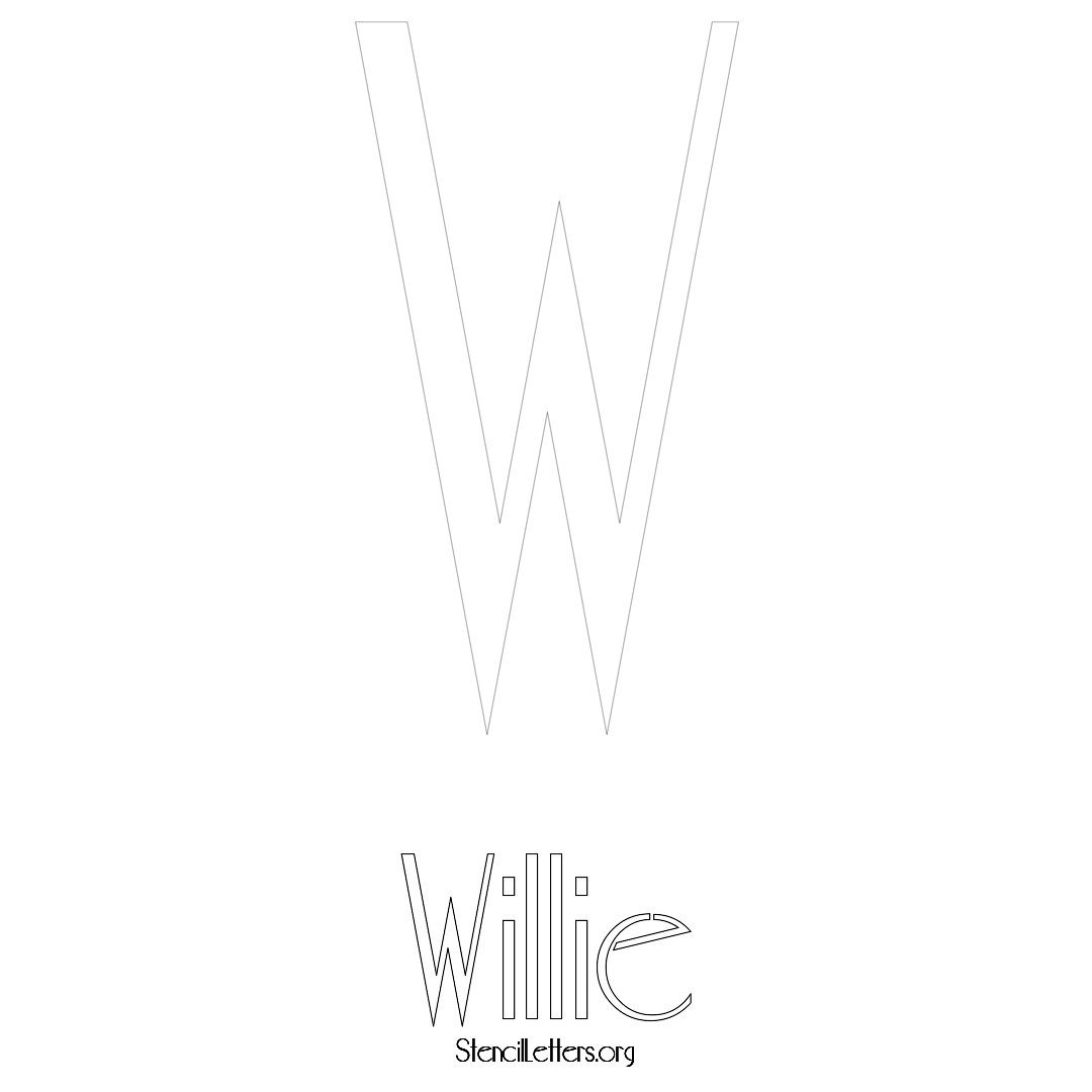 Willie printable name initial stencil in Art Deco Lettering