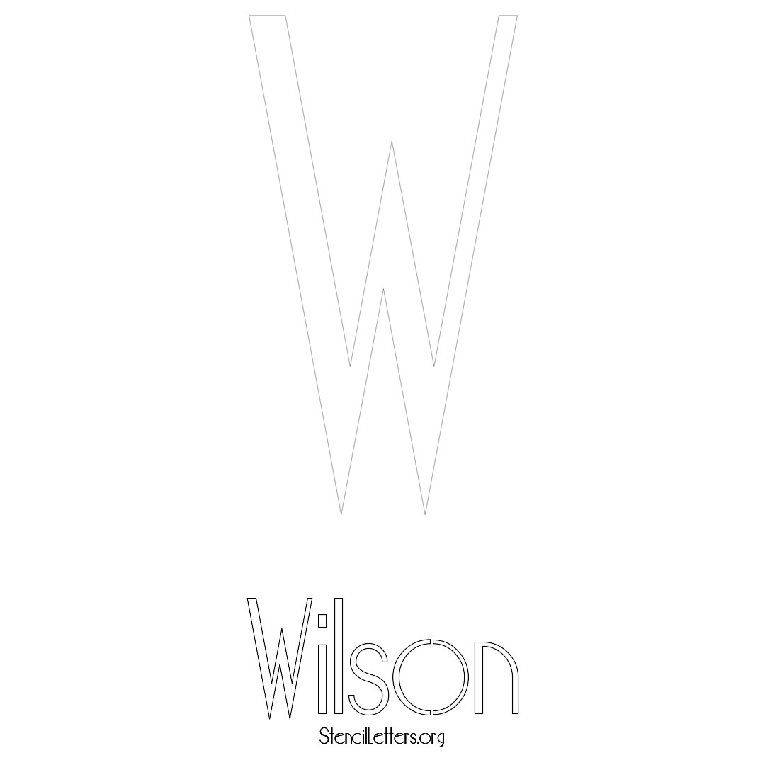 Wilson printable name initial stencil in Art Deco Lettering