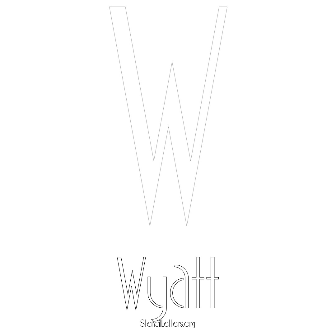 Wyatt printable name initial stencil in Art Deco Lettering