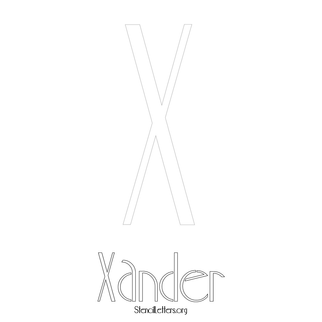 Xander printable name initial stencil in Art Deco Lettering