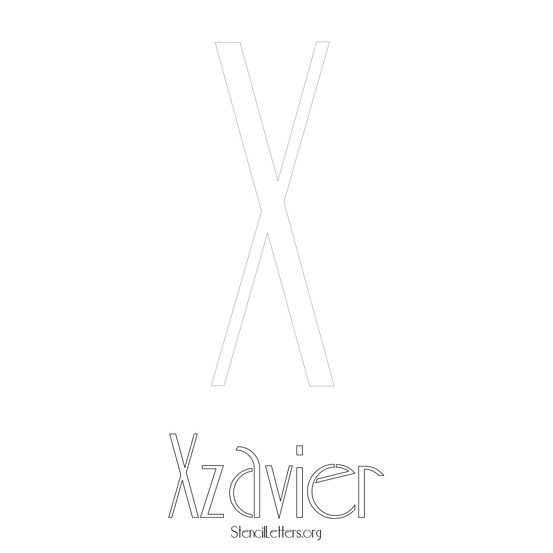 Xzavier printable name initial stencil in Art Deco Lettering