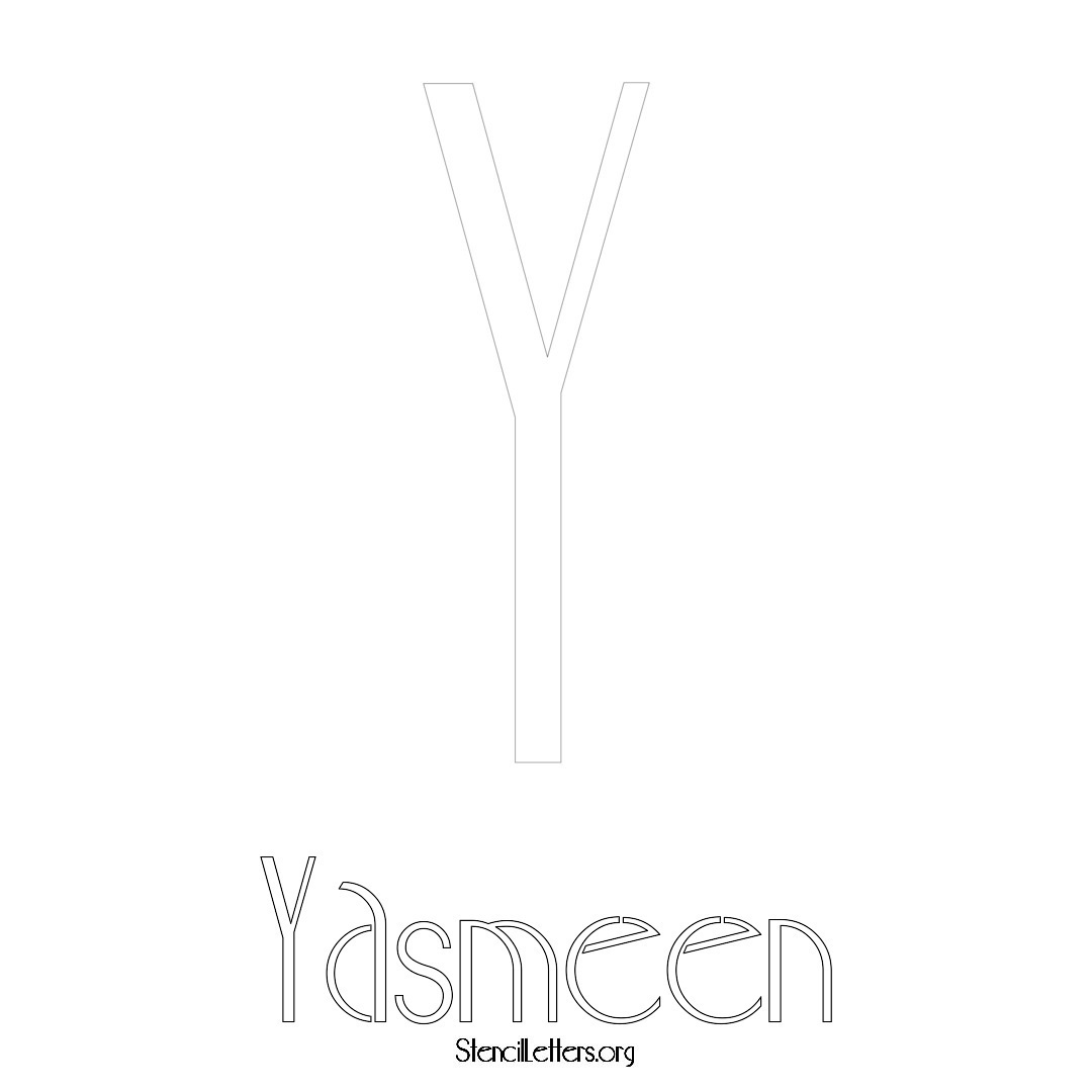 Yasmeen printable name initial stencil in Art Deco Lettering