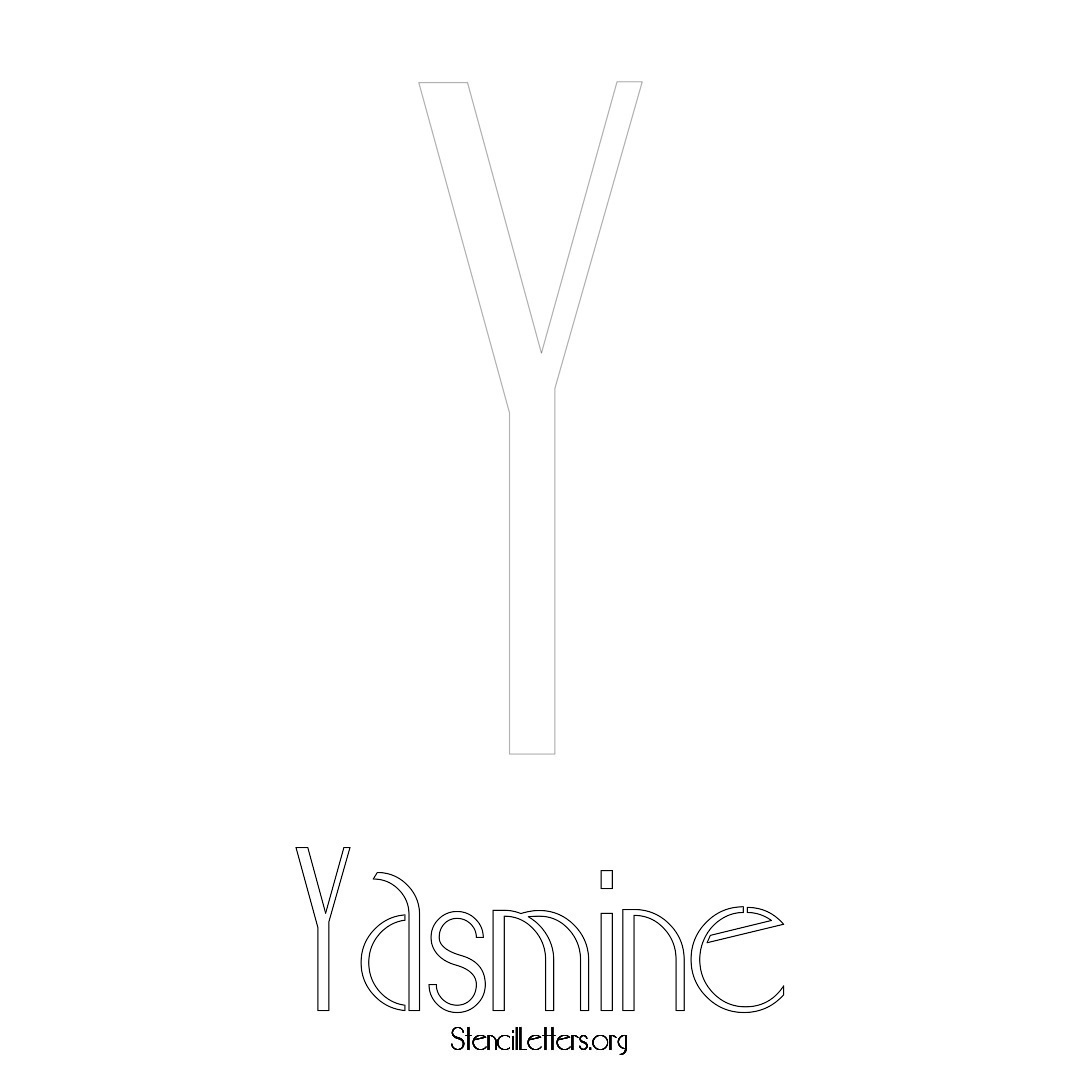 Yasmine printable name initial stencil in Art Deco Lettering