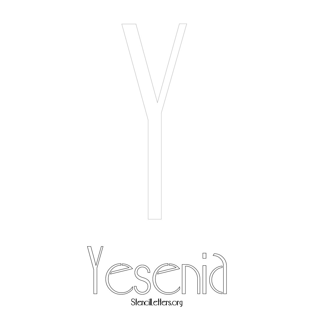 Yesenia printable name initial stencil in Art Deco Lettering