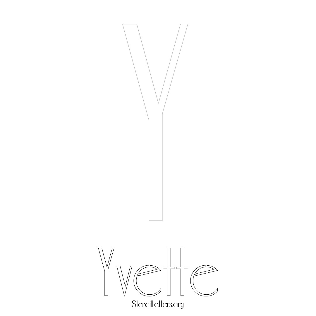 Yvette printable name initial stencil in Art Deco Lettering